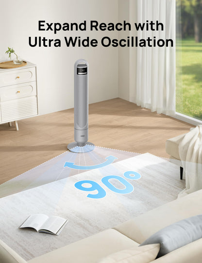 DREO Tower Fan for Bedroom, 28ft/s Velocity, Ultra Quiet Fan, 8 Speeds