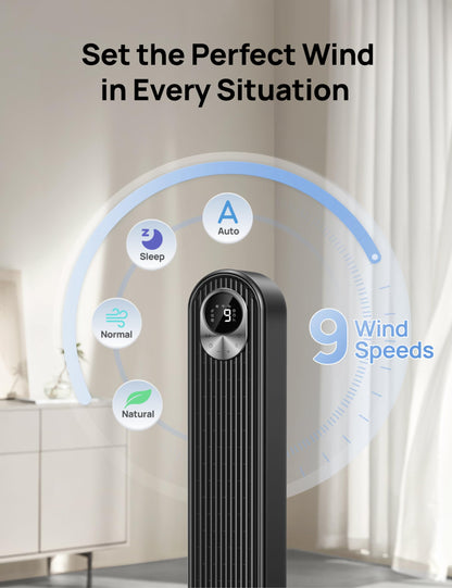 DREO Tower Fan for Bedroom, 28ft/s Velocity, Ultra Quiet Fan, 8 Speeds