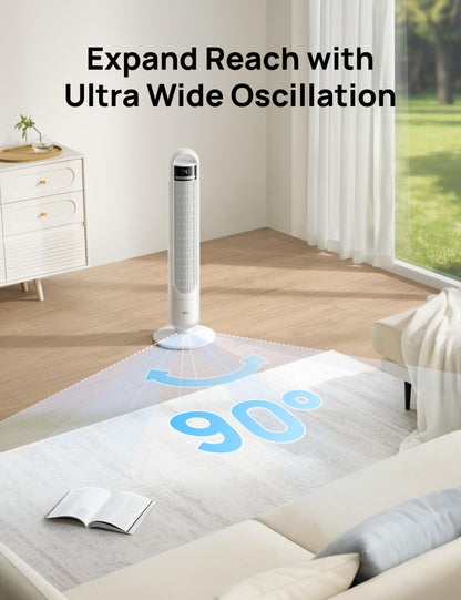 DREO Tower Fan for Bedroom, 28ft/s Velocity, Ultra Quiet Fan, 8 Speeds
