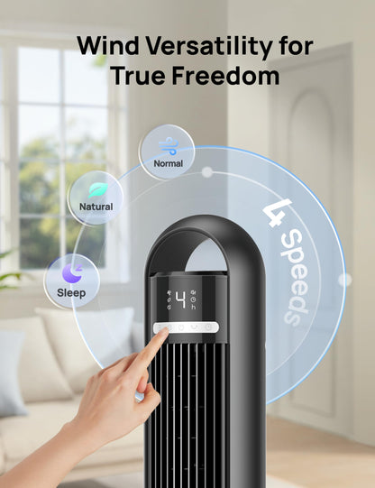 DREO Tower Fan for Bedroom, 28ft/s Velocity, Ultra Quiet Fan, 8 Speeds
