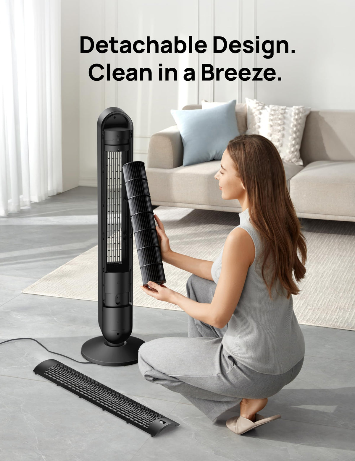 DREO Tower Fan for Bedroom, 28ft/s Velocity, Ultra Quiet Fan, 8 Speeds